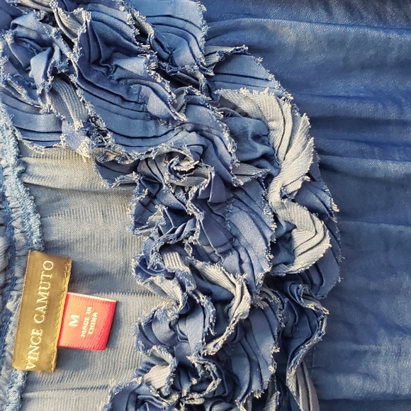 🐞 Vince Camuto Blue Off-the-Shoulder Top sz M - Picture 4 of 10